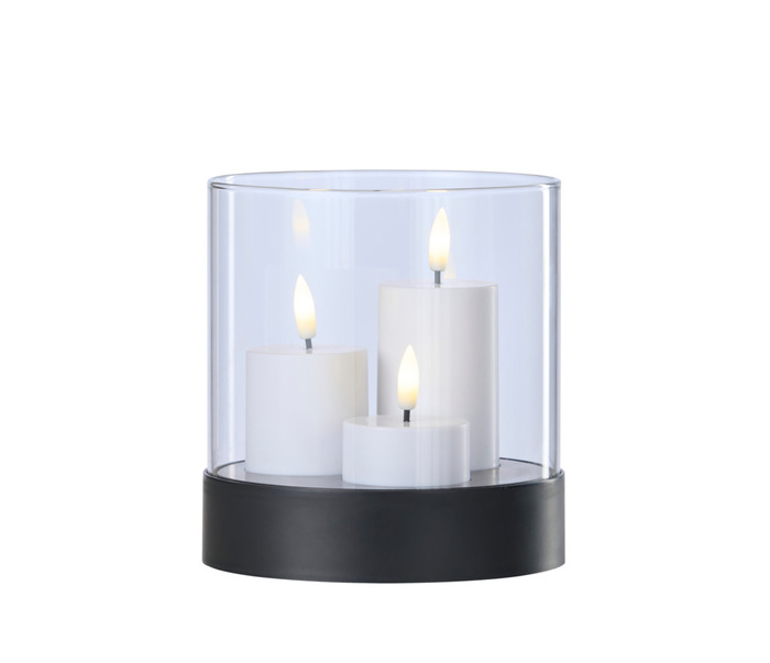 Lysestake med 3 LED-blokklys 15,5 cm